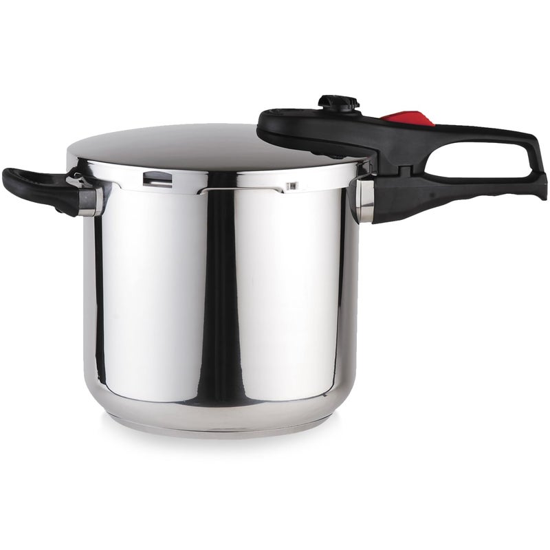 Magefesa Practika Plus 8-Quart Stainless Steel Pressure Cooker, Suitable for All Types of Stovetops, 5-Layer Heat Diffuser Bottom, 5 Safety Systems, Even Heat Distribution - Image 1